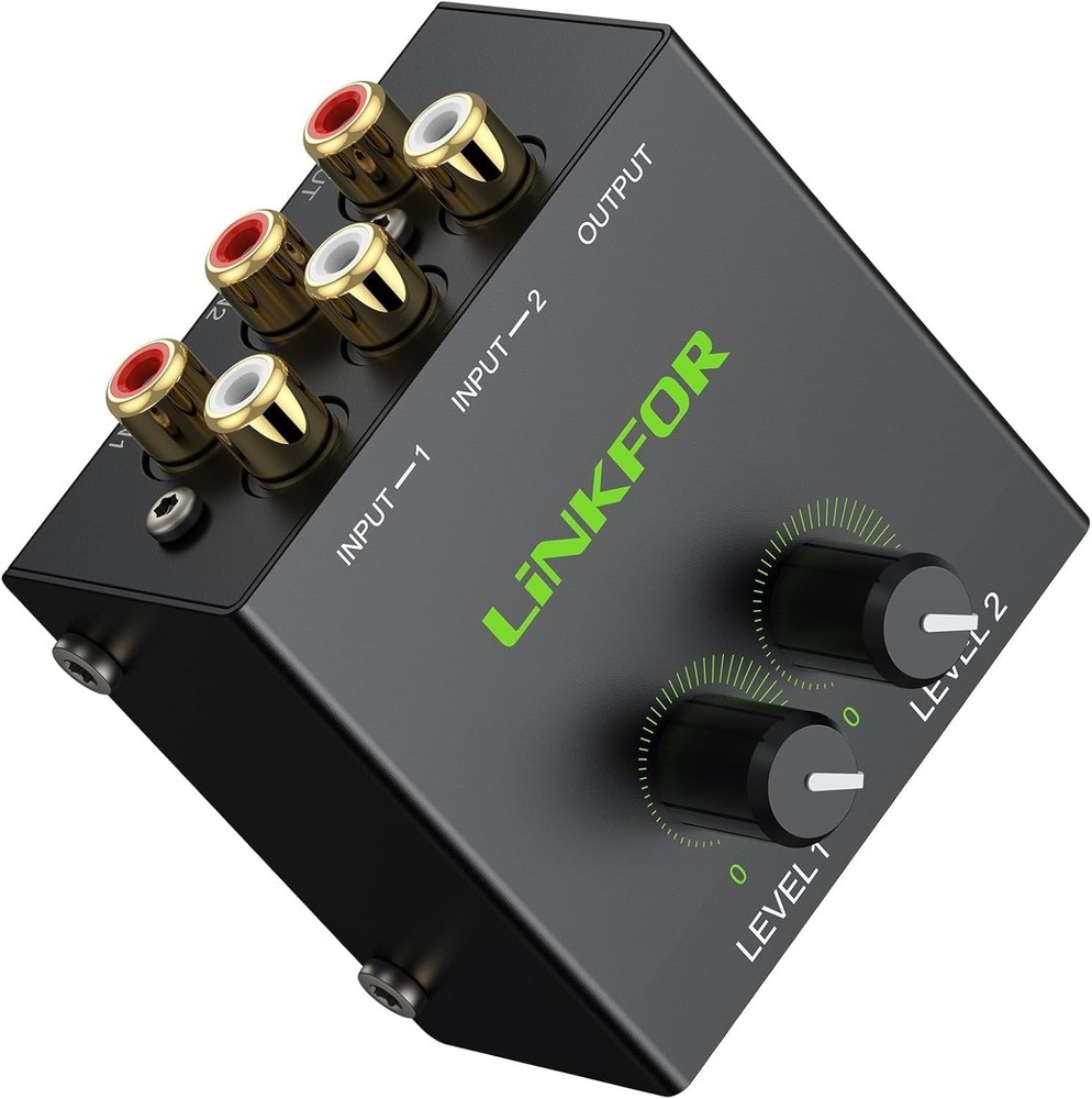 Compact RCA Stereo Audio Mixer with Gold-Plated Connections for Superior Sound