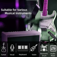 2.4G Wireless Guitar System Transmitter Receiver 48KHz 24-Bit Rechargeable 30M