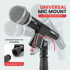 Universal Microphone Stand – Handheld Mic Compatible, Heavy Compact Base, Lightw