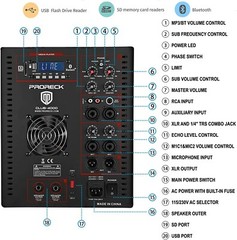 PRORECK CLUB 4000 Line Array PA System 18″ DJ Subwoofer Speakers Combo 4000W
