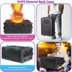 2U Rack Case 19″ Solid Waterproof Dustproof Flight Case 2 Space Shock Mount Rack