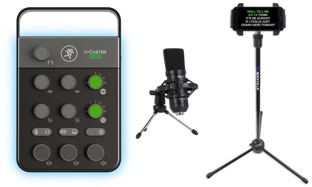 Phone Streamer Kit w/Mackie Streaming Interface+Microphone+Phone Clamp/tripod