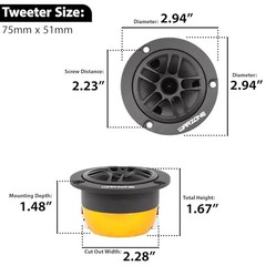 Warzone 2X WZ30TW 2.94-Inch Super Tweeter Speaker, 4 Ohm, 1300W Total Max