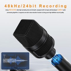 Wireless Microphone 48kHz/24bit Audio for iPhone & USB-C – 15H Battery, Podcast