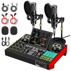 Dual Microphone Podcast Bundle for 2 – Condenser Mics, Mixer