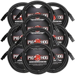 10 Pack Pig Hog PHM10 High Performance 8mm XLR Mic Cable 10ft LIFETIME WARRANTY