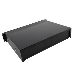 19″ 2U Steel Plate DJ Drawer Equipment Cabinet with Keys Black, in stock