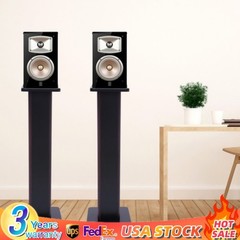 28″ 1 Pair Bookshelf Speaker Stands Surround Sound Home Theater Black Walnut PVC