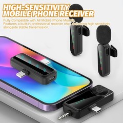 4pcs 2/3 in 1 Lavalier Wireless Microphone Audio Video Mic For iPhone Android
