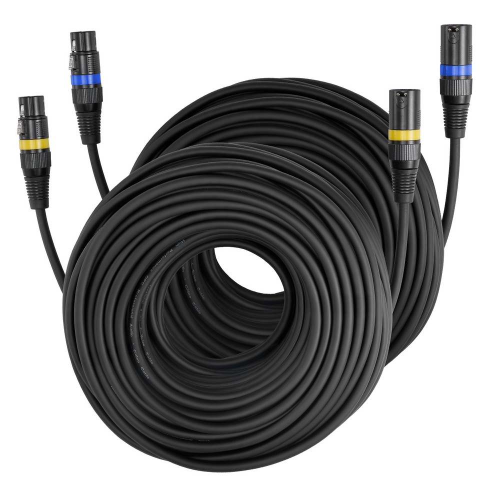 VEVOR XLR Cable 100 ft 2 Pack Balanced DMX Male to Female Microphone Cord 3-Pin