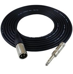 GLS Audio 25 Ft Patch Cable Cords – XLR Male to 1/4 inch TRS Black Cables – 25′