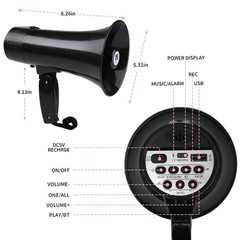 MGROLX 20 Watt Rechargeable Megaphone Bullhorn with Siren and 240s Black