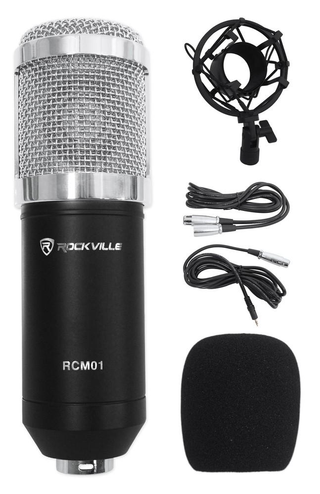 Rockville RCM01 Pro Studio Recording Condenser Microphone Mic+Metal Shock Mount