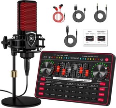 Podcast Microphone Bundle with Live Sound Board Audio Mixer, Podcast Equipmen…