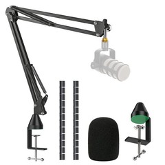 Microphone Boom Arm with Pop Filter & Foam Windscreen for Better Recording