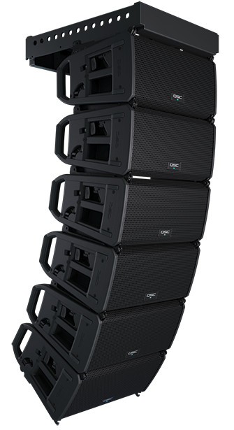 6x QSC LA108 8″ 2-Way Powered Line Array 1300W + LA108-AF Array Frame Holds Six
