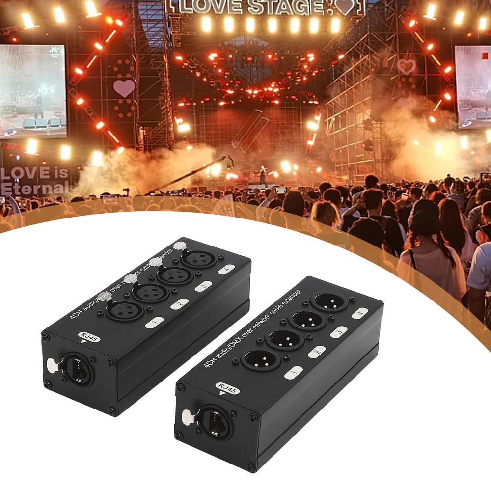 2Pcs 4 Channel Audio Network XLR Male Female to Single Ethercon Cable Extender