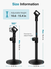 Innogear Desktop Microphone Stand, 1 Pack Upgraded Adjustable Table Mic Stand wi