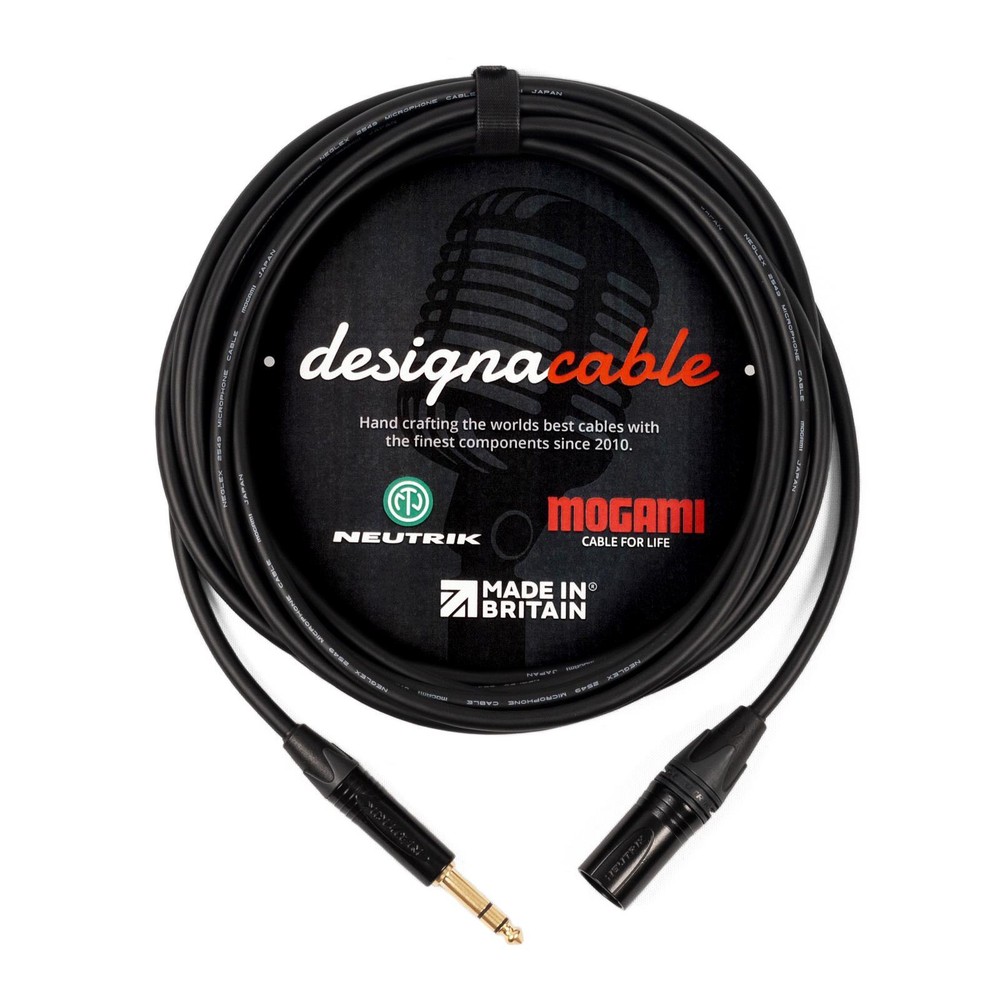 Mogami W2549 ‚Low Capacitance‘ Balanced Cable. Neutrik GOLD TRS Jack to XLR Lead