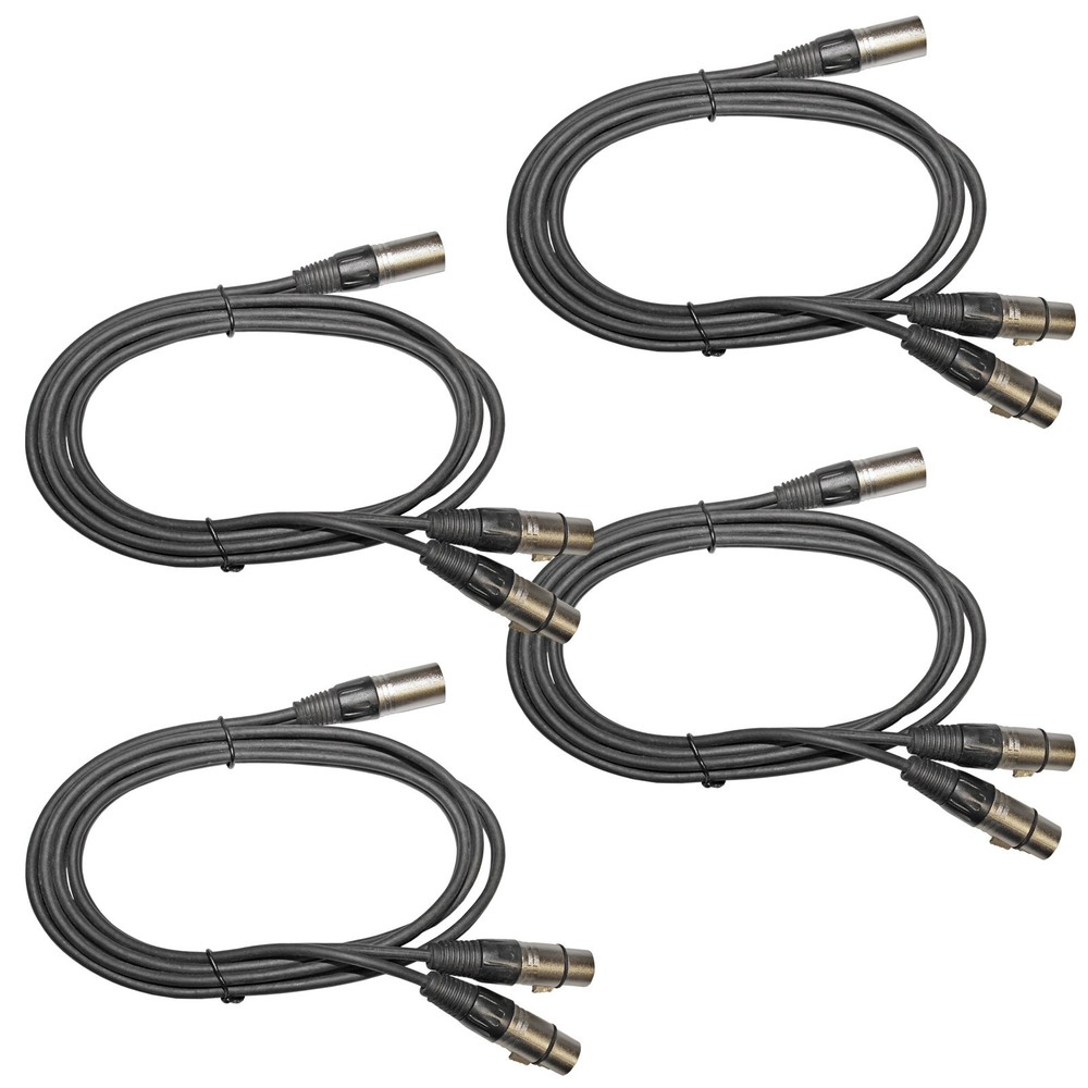 4 PACK 6 ft foot 3pin XLR mic cable snake cord Y splitter 1 M male to 2 F female