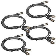 4 PACK 6 ft foot 3pin XLR mic cable snake cord Y splitter 1 M male to 2 F female