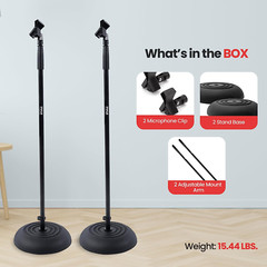 Universal Compact Base Microphone Stand – 2.8 to 5 Ft Height Adjustable Heavy Du