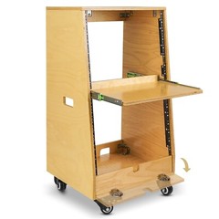 Sound Town DIY Slanted 16U Studio Rack (8U + 8U ), Golden Oak (SDRK-ST16T)