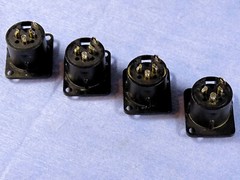 4 Neutrik NC3MD-L-B-1 Panel Mount Male 3-PIN XLR Connectors, Black & Gold Metal