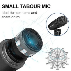 5-Piece Drum Microphone Set with 3 Dynamic Percussion Microphones and 2