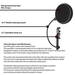 LyxPro MOP-28 Dual Layer Microphone Pop Filter with Flexible Goozeneck