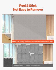 VEVOR 5 Pack Acoustic Wall Panels 47.2 x 23.6 x 0.4 inch Self-Adhesive Camel