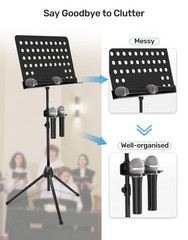 Etour Multi Microphone Holder with Clamp (Aluminum/Rubber), Mount on Mic Stan…
