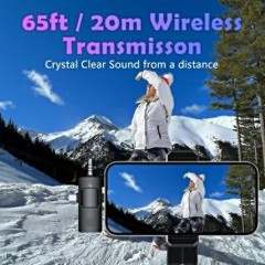 3 in 1 Wireless Lavalier Microphone for iPhone iPad Android,Cordless 8 Hours