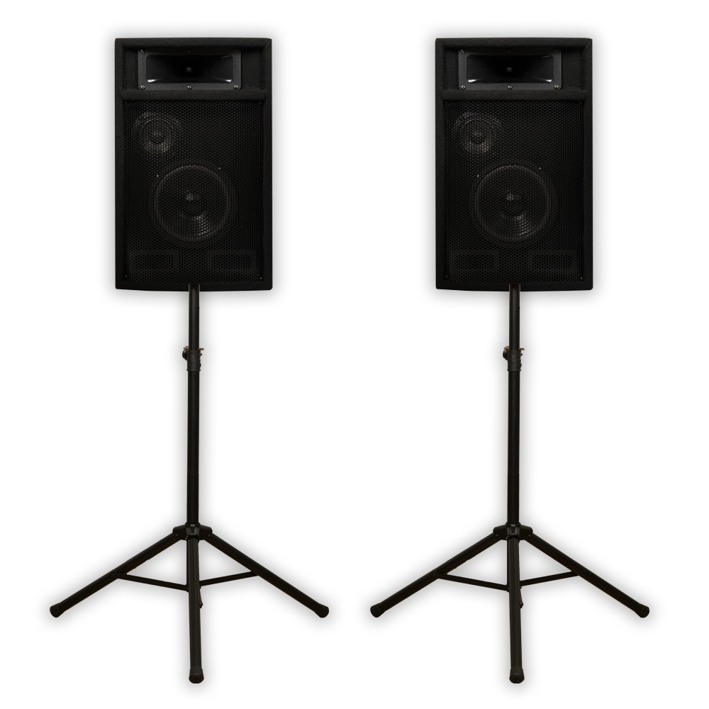 Acoustic Audio PA-365X Passive 6.5″ DJ Speakers & Stands PA Karaoke 3-Way Studio