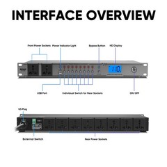 MICNAUX Rack Mount Power Conditioner 20A Sequencer for Audio Equipment, Grey