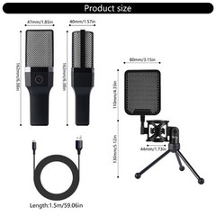 Easy to Use USB Condenser Microphone with Stand for Remote Work & Education