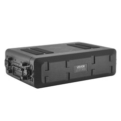 2U Rack Case 12in Depth Shallow Rackmount w/ Mic Compartment Flight Case