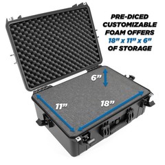 CASEMATIX 23″ Waterproof Hard Case with Custom Foam for Electronics & Tools