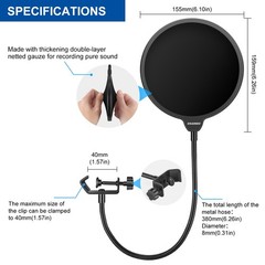 Aokeo Professional Microphone Pop Filter Mask Shield Filter