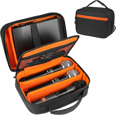 3 Slots Microphone Case for Wireless Mic System Storage, Carrying Bag with Padde