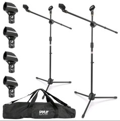Pyle Tripod Microphone Stand – Adjustable & Extendable (Set of 2) PMKSKT35