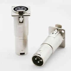 3 Pin XLR Female To Male Audio Pass Through Feed Panel Mount Connector Adapter
