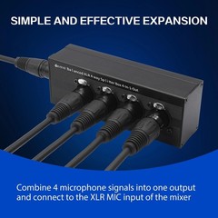 4-IN-1-OUT XLR Audio Splitter Box, XLR 4 Female to 1 Male Balanced Converter …