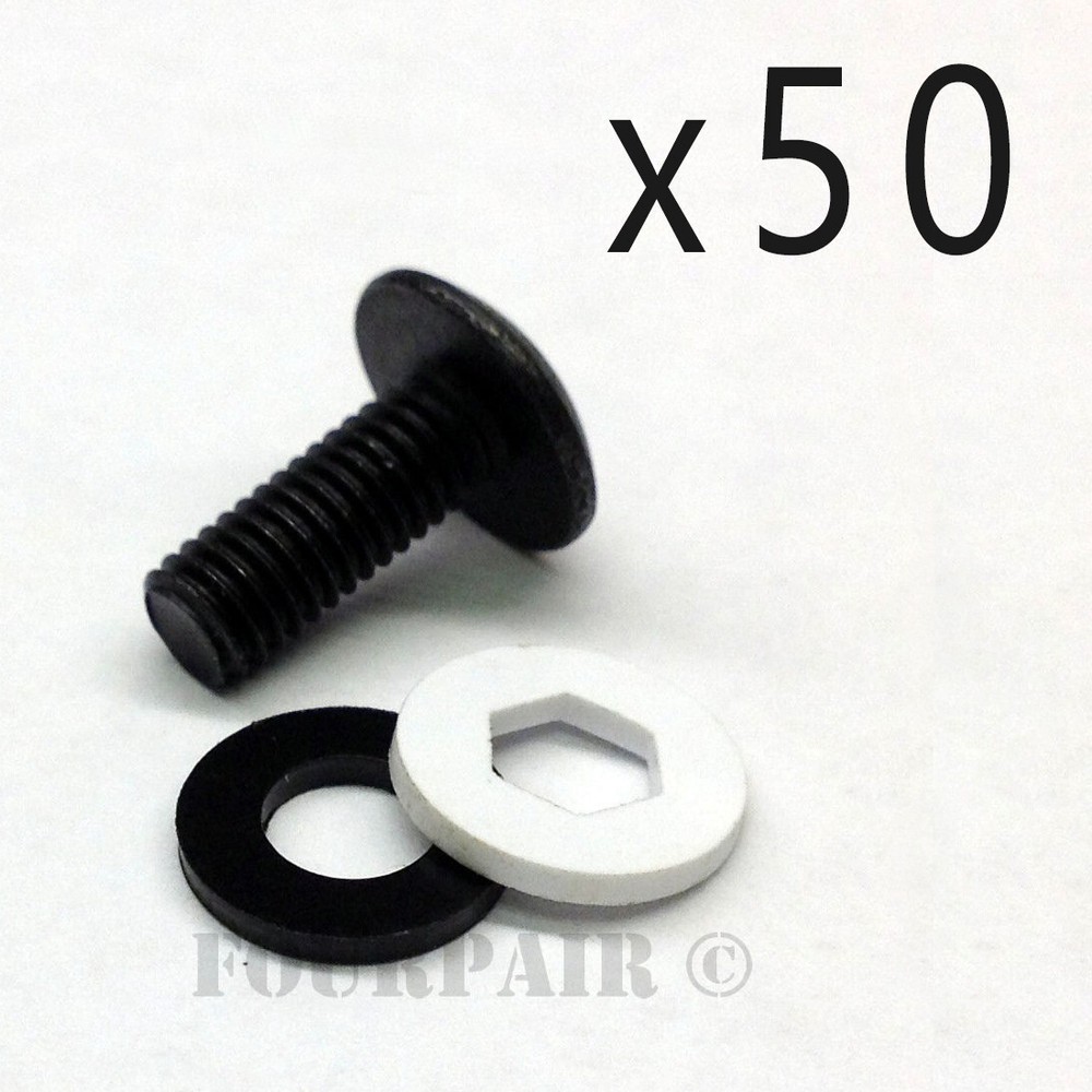 10-32 Thread x 1/2″ DJ Audio Rack Mount Screws Bolts Black Washer – 50 Pack Lot