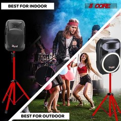 5 Core Speaker Stand Pair Mount Holder Tripod w/Adjustable Height to 72” Red