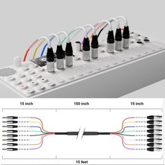 15ft Snake Cable, 8-Channel Shielded Audio Cable 1/4“ TRS to XLR Male, with …