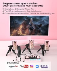 Maono AM200-S1 MaonoCaster Sound Card Microphone Kit For PC Phone Streaming pink