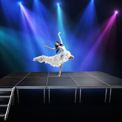 Portable Stage Platform 4x4ft Height Adj 24-40″1650lb Modular Riser For DJ Event