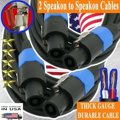 2X PREMIUM DJ / PRO TRUE AUDIO SPEAKER CABLE SPEAKON TO SPEAKON 16 GAUGE 25 FEET