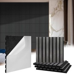 8 Pcs 3D Wood Wall Panels Peel and Stick Self Adhesive Wood Slat Dark Gray